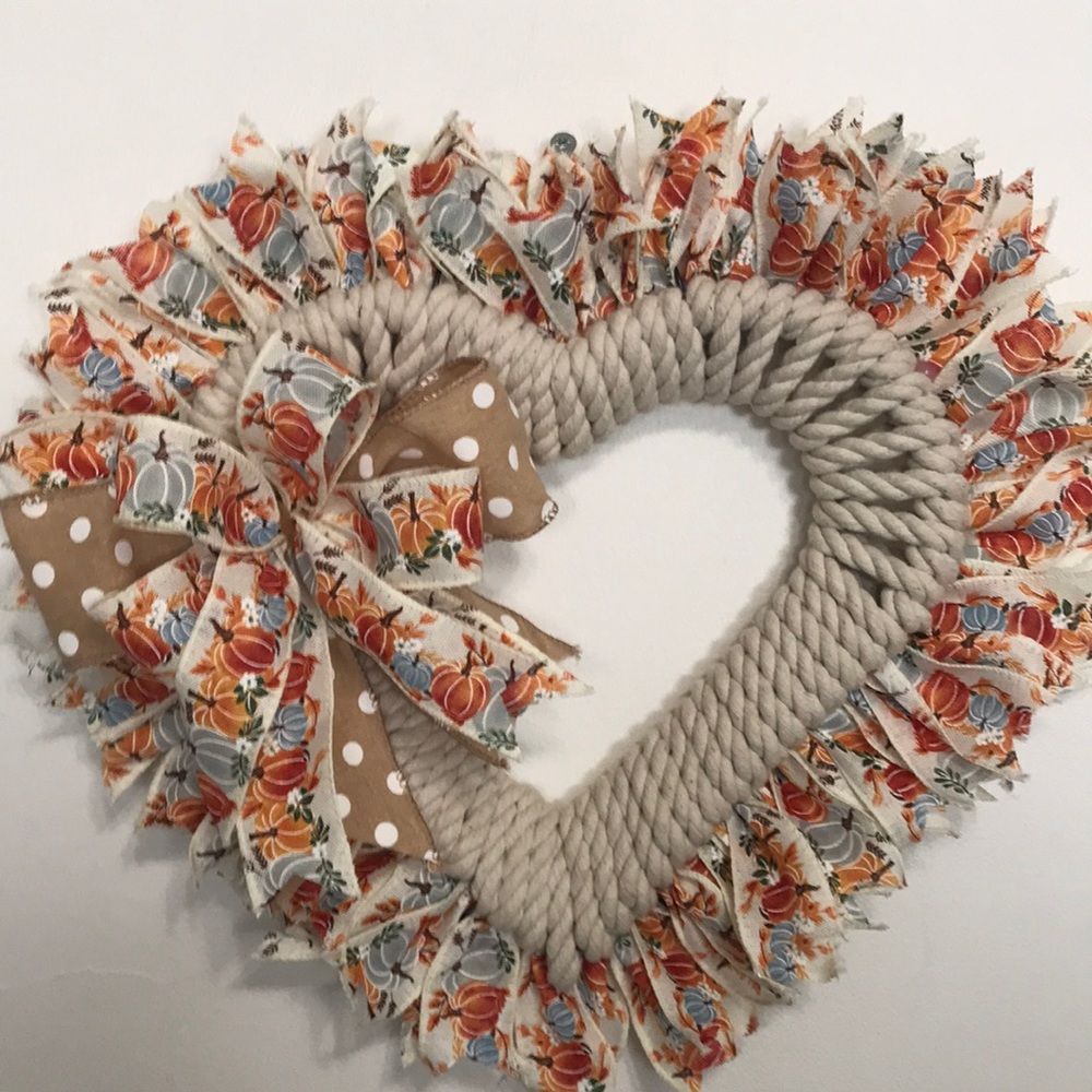 Hand Crafted Farmhouse Fall Heart Wreath